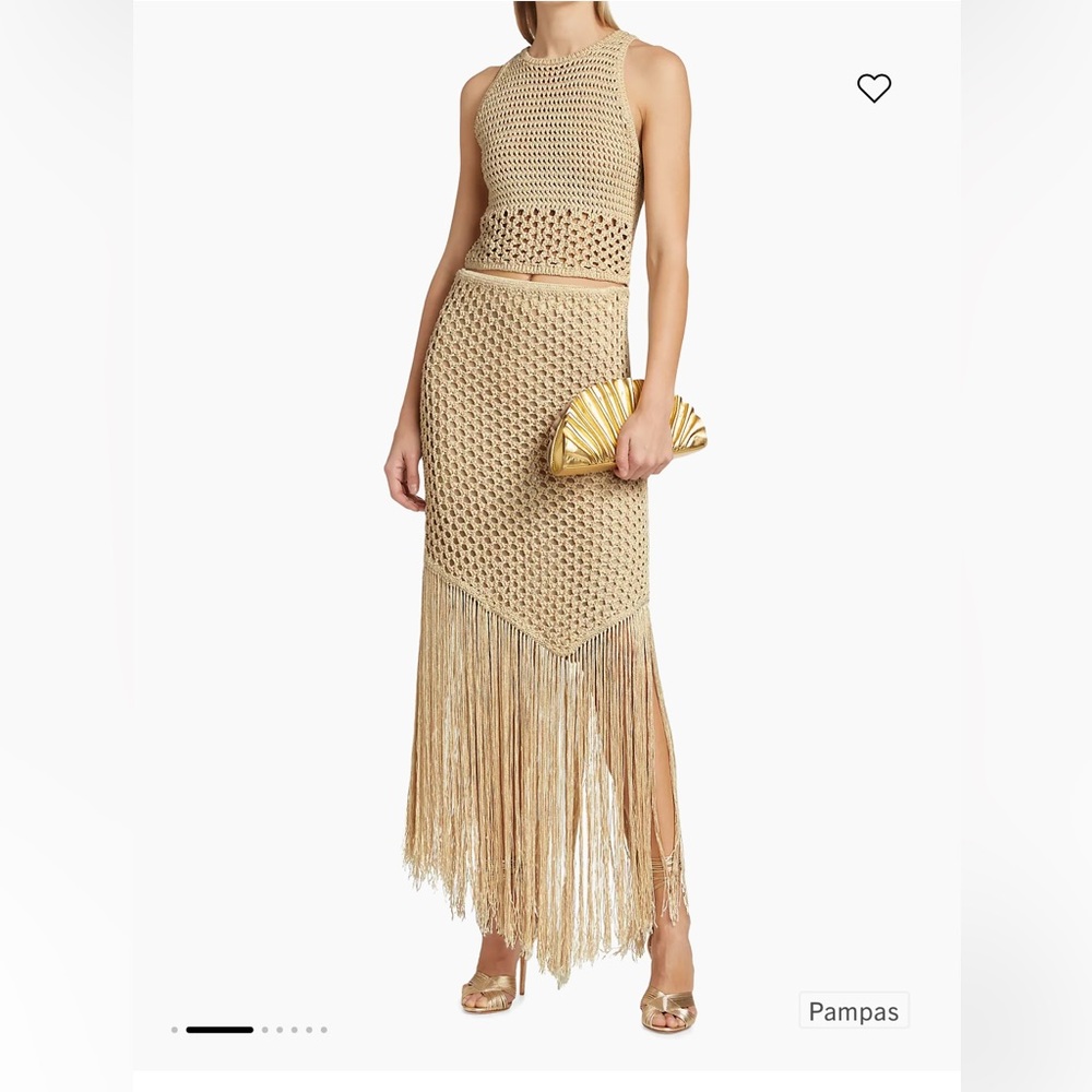 NWT! Leona Crochet Fringe Midi Skirt with Brayden Crochet Top - Set